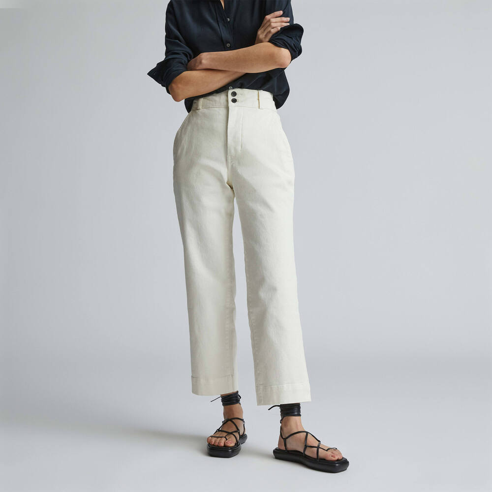 Everlane High-Rise Straight Crop Jeans in Off-White